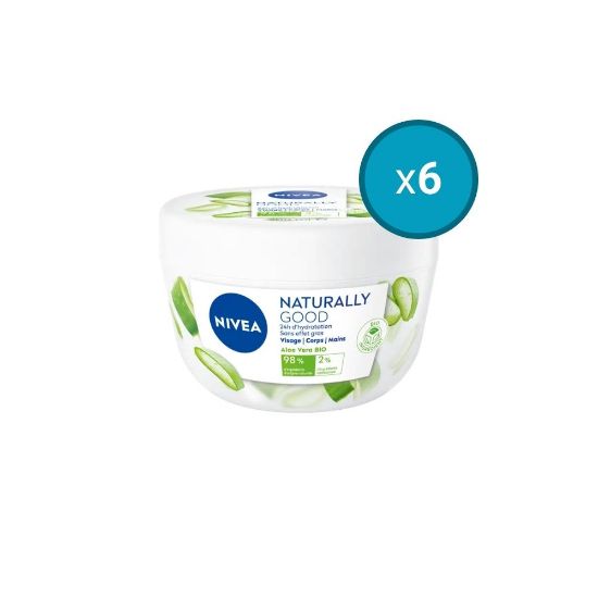 Image de 6x Crème multi-usage visage corps et mains Nivea Naturally Good Aloe Vera, 200mL