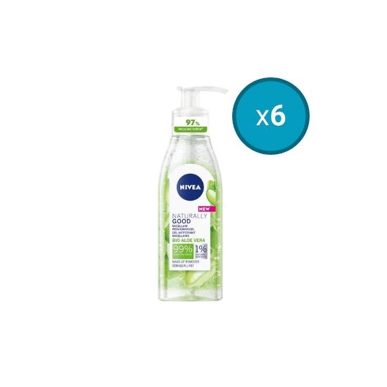 Image de 6x Gel nettoyant micellaire Nivea NATURALLY GOOD Aloe Vera BIO, 140mL