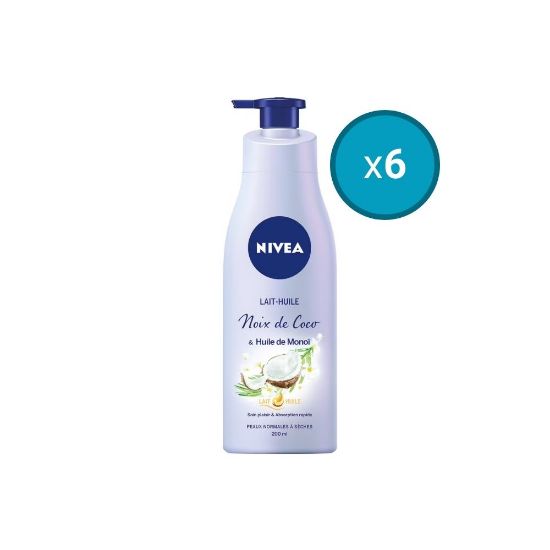 Picture of 6x Lait-huile corps hydratant Monoï et Noix de Coco Nivea, 250mL