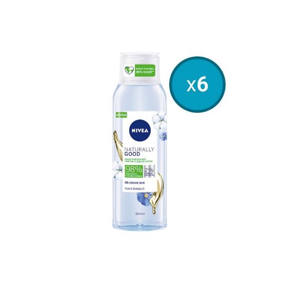 Picture of 6x Gel douche Nivea NATURALLY GOOD fleur de coton et huile d'argan BIO, 300mL