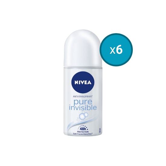 Picture of 6x Déodorant Bille Anti-transpirant48H Nivea PURE INVISIBLE, 50mL