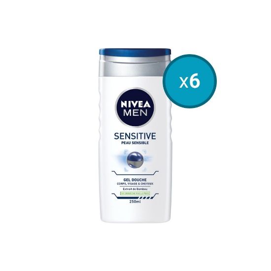 Image de 6x Gel douche 3en1 visage corps et cheveux Nivea Men SENSITIVE, 250mL