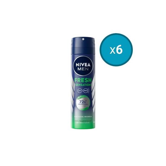 Picture of 6x Déodorant spray homme Anti-transpirant Nivea Men FRESH SENSATION Infini Fresh, 150mL