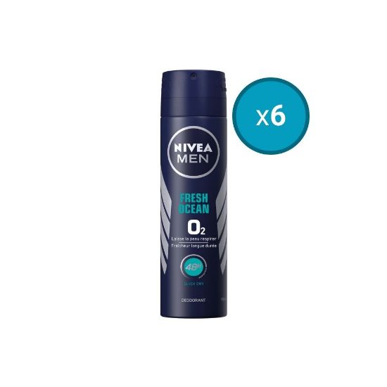 Picture of 6x Déodorant spray homme protection longue durée Nivea Men FRESH OCEAN O², 150mL