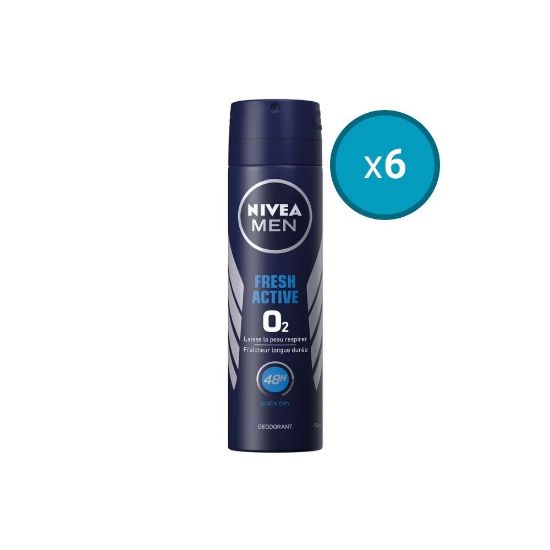 Picture of 6x Déodorant spray homme protection longue durée Nivea Men FRESH ACTIVE O², 150mL