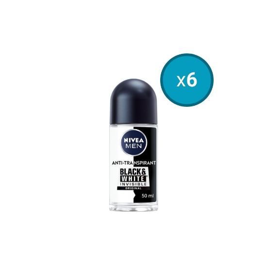 Picture of 6x Déodorant bille homme Anti-transpirant 48H Nivea Men BLACK&WHITE, 50mL