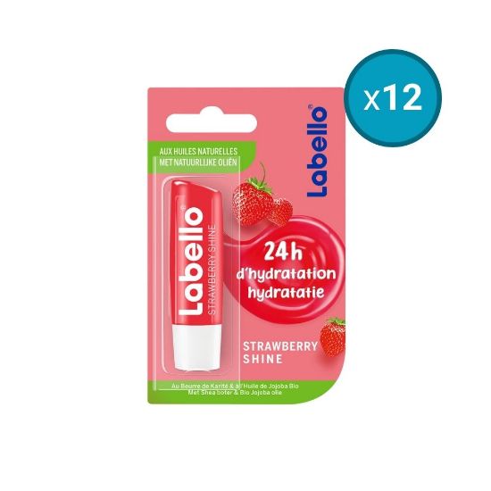 Image de 12x Stick lèvres Fruity Shine Strawberry Labello, 5,5mL
