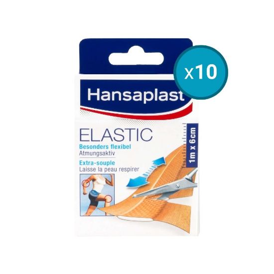 Picture of 10x Pansements Elastiques Hansaplast, 10 bandes de 10x6cm à découper