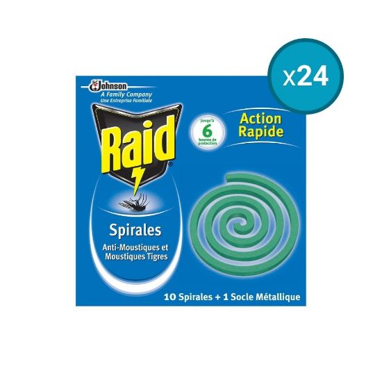 Image de 24x Spirale anti-moustiques Raid, 10 Spirales + 1 Socle Métallique