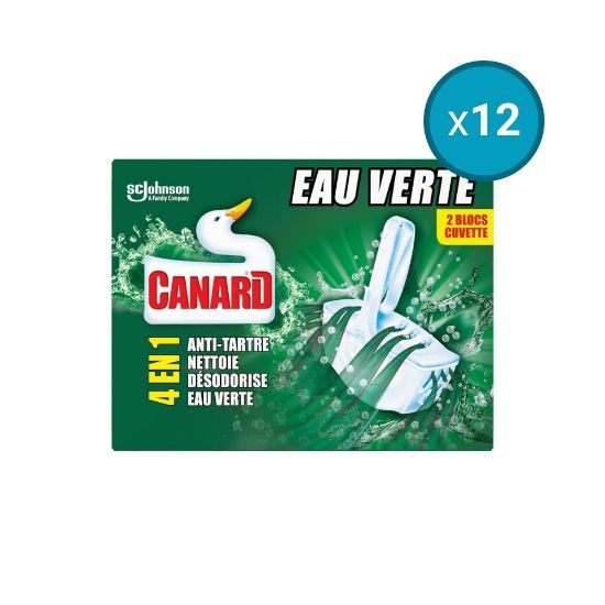 Picture of 12x Blocs WC Eau Verte 4en1 Canard, 2 blocs de 40g