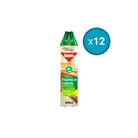 Image de 12x Spray Anti-Rampants Fourmis Et Cafards Protection De La Cuisine Action Rapide Protection Longue Durée Baygon, 400mL