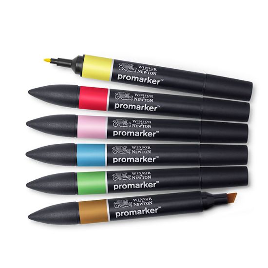 Winsor & Newton ProMarker Tons Moyens - Marqueur Double Pointe - Pack de 6