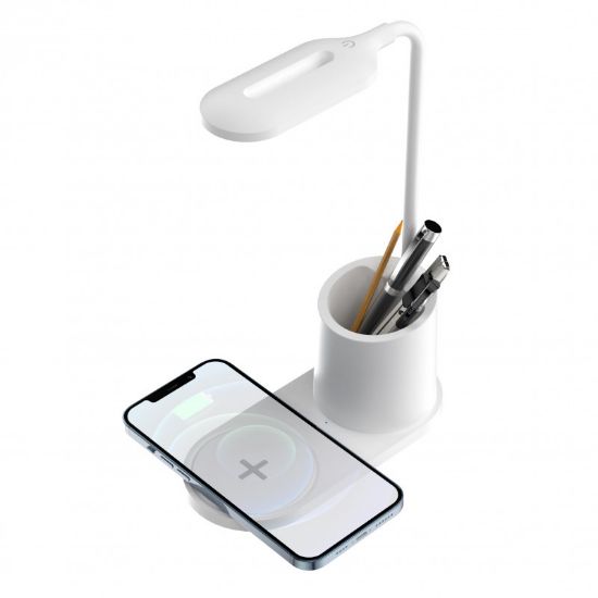 Lampe de bureau LED avec chargeur induction 10W   - Shopping et  Courses en ligne, livrés à domicile ou au bureau, 7j/7 à la Réunion