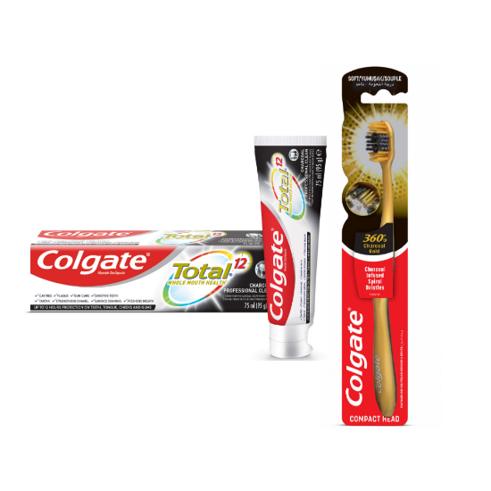 Pack Colgate - Brosse à dents Bad 360 Charcoal Gold + Dentifrice Colgate Total Pro Clean Charcoal 