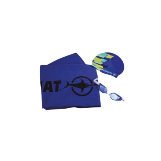 Picture of Set de natation Lunettes, Bonnet silicone et serviette microfibre 80x130cm adulte Beuchat - bleu