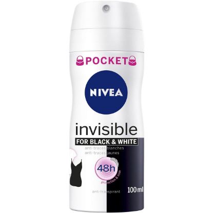 NIVEA Déodorant spray Anti-transpirant BLACK&WHITE Invisible Pocket 100ml
