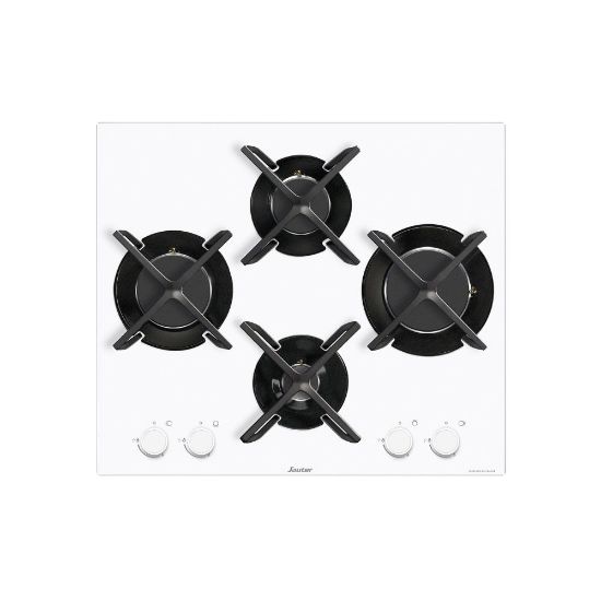 Image de Plaque de cuisson encastrable 60cm, 4 feux gaz, 7700W - Sauter SPG9465W - Blanc