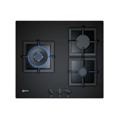 Image de Plaque de cuisson gaz 60cm, 3 foyers dont 1 wok, 8000W - Neff N70 T26CS12S0 - noir