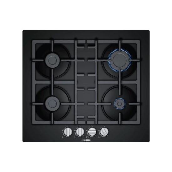 Image de Plaque de cuisson gaz 60cm, 4 foyers, 7500W - Bosch Série 4 PNP6B6B90 - noir