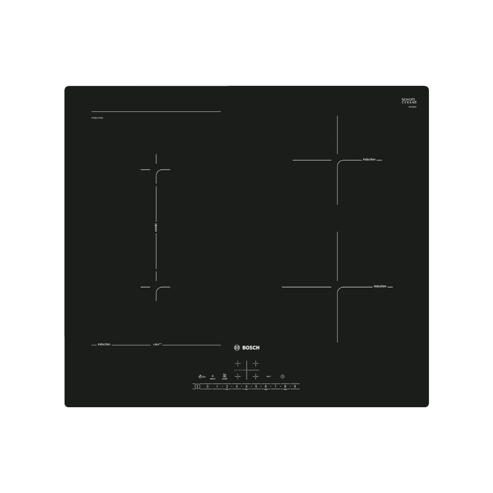 Plaque de cuisson induction 60cm, 4 foyers, zone flexible, 6900W