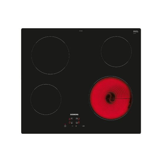 Image de Plaque de cuisson vitrocéramique 60cm, 4 foyers, 6600W - Siemens iQ100 ET61RBEB8E - noir