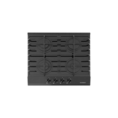 Image de Plaque de cuisson gaz encastrable 60cm, 4 foyers, 7500W - Schneider SCTG6040N4 - noir