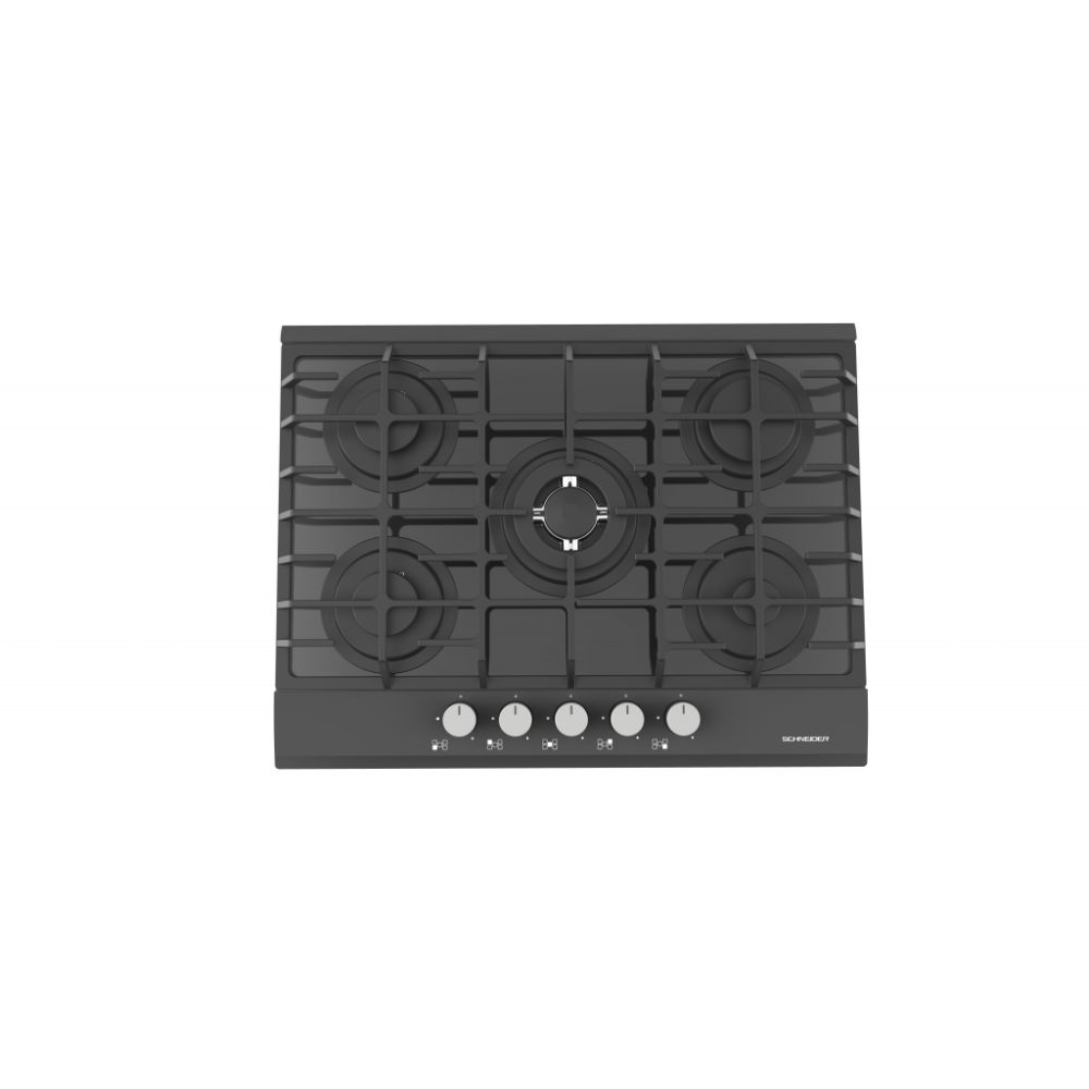 Plaque de cuisson gaz encastrable 70cm, 5 foyers, 11300W Schneider