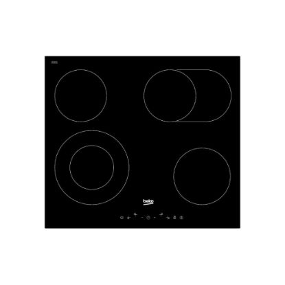 Picture of Plaque de cuisson vitrocéramique encastrable 60cm, 4 foyers avec 1 zone extensible, 6900W - Beko HIC64403T - noir