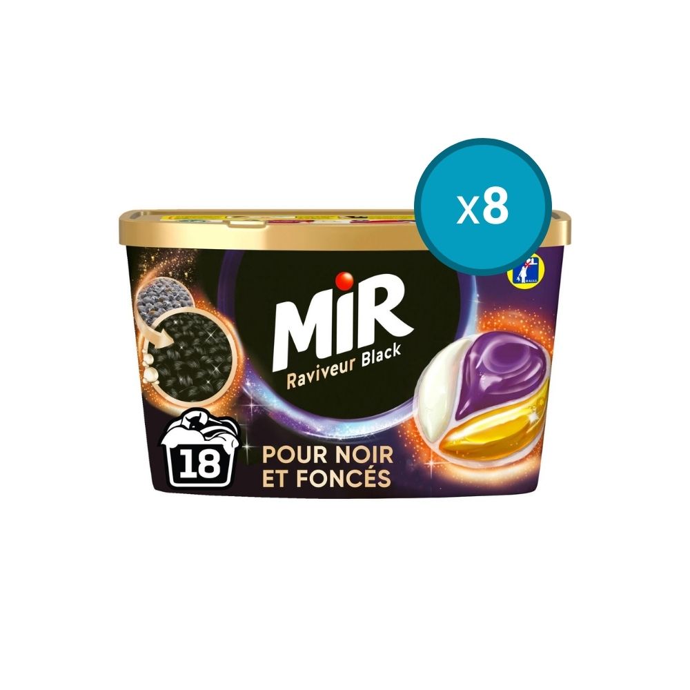 8x Lessive capsule raviveur de noir Mir Black, 18 capsules | ChezVous ...