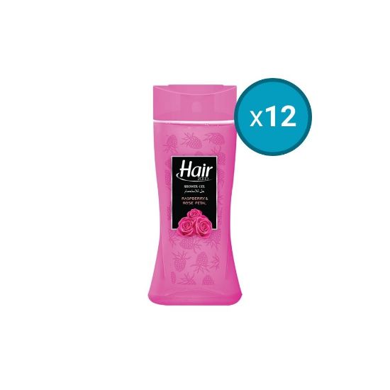 Image de 12x Gel douche Framboise et Pétales de Rose Hair, 500ml