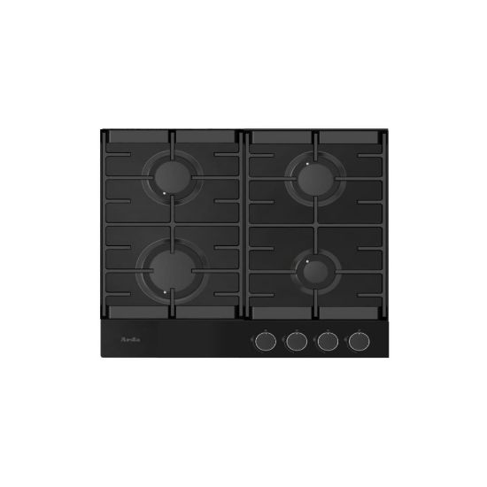 Image de Plaque de cuisson gaz encastrable 60cm, 4 foyers, 7000W - Merlin - noir