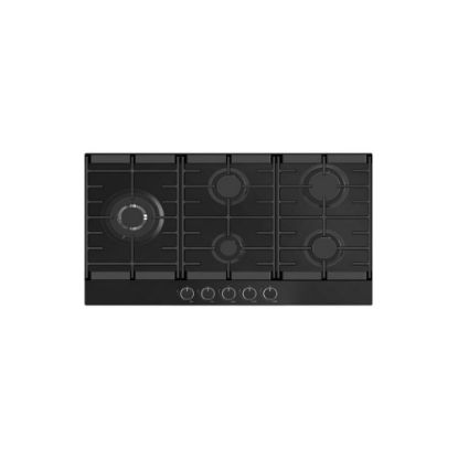 Image de Plaque de cuisson gaz encastrable 90cm, 5 foyers, 8300W - Merlin - noir