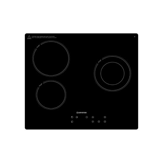 Picture of Plaque de cuisson vitrocéramique encastrable 60cm, 3 foyers, 5200W - Kryster - noir