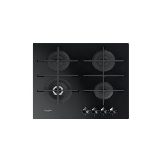 Picture of Plaque de cuisson gaz encastrable 60cm, 4 foyers, 7800W - Whirlpool GOWL628NBFR - noir