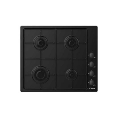 Image de Plaque de cuisson gaz encastrable 60cm, 4 foyers, 7000W - Candy CHW640BLB - noir