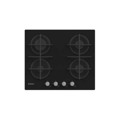 Image de Plaque de cuisson gaz encastrable 60cm, 4 foyers, 7200W - Candy CDK6KB - noir