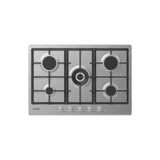 Image de Plaque de cuisson gaz encastrable 75cm, 5 foyers, 11750W - Candy CHG74WX - inox