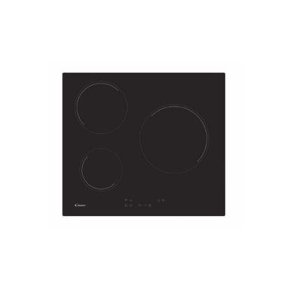 Image de Plaque de cuisson vitrocéramique encastrable 60cm, 3 foyers, 5500W - Candy CH63CC - noir