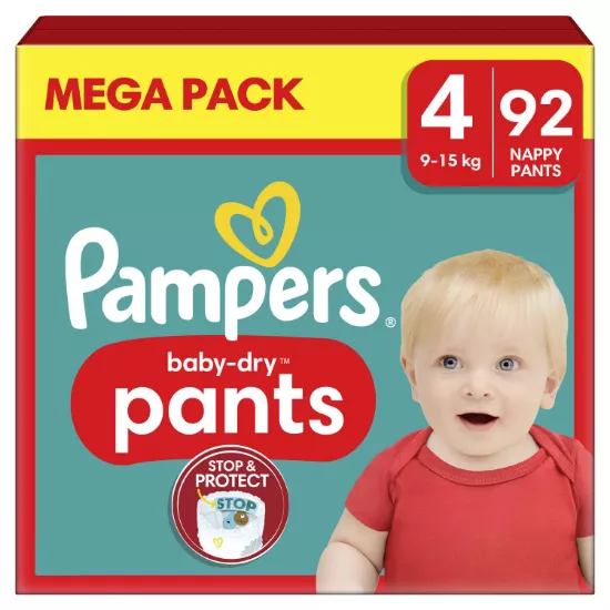 Couches-Culottes Baby-Dry Taille 4 9Kg-15Kg PAMPERS - 92 couches en vente  en ligne à la Réunion