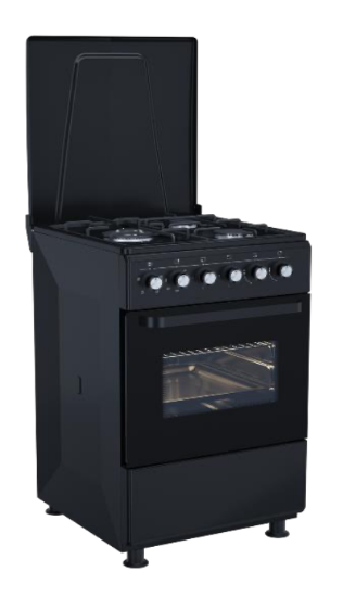 Picture of Cuisinière 3 feux et four à gaz DeRosso NDR-5050FG3-B - noir