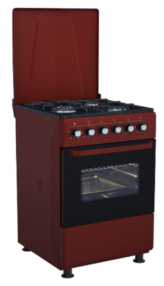 Cuisinière à Gaz 4 Foyers avec Four + Grille électrique Noir - BERKLAYS -  BC66G43BK 