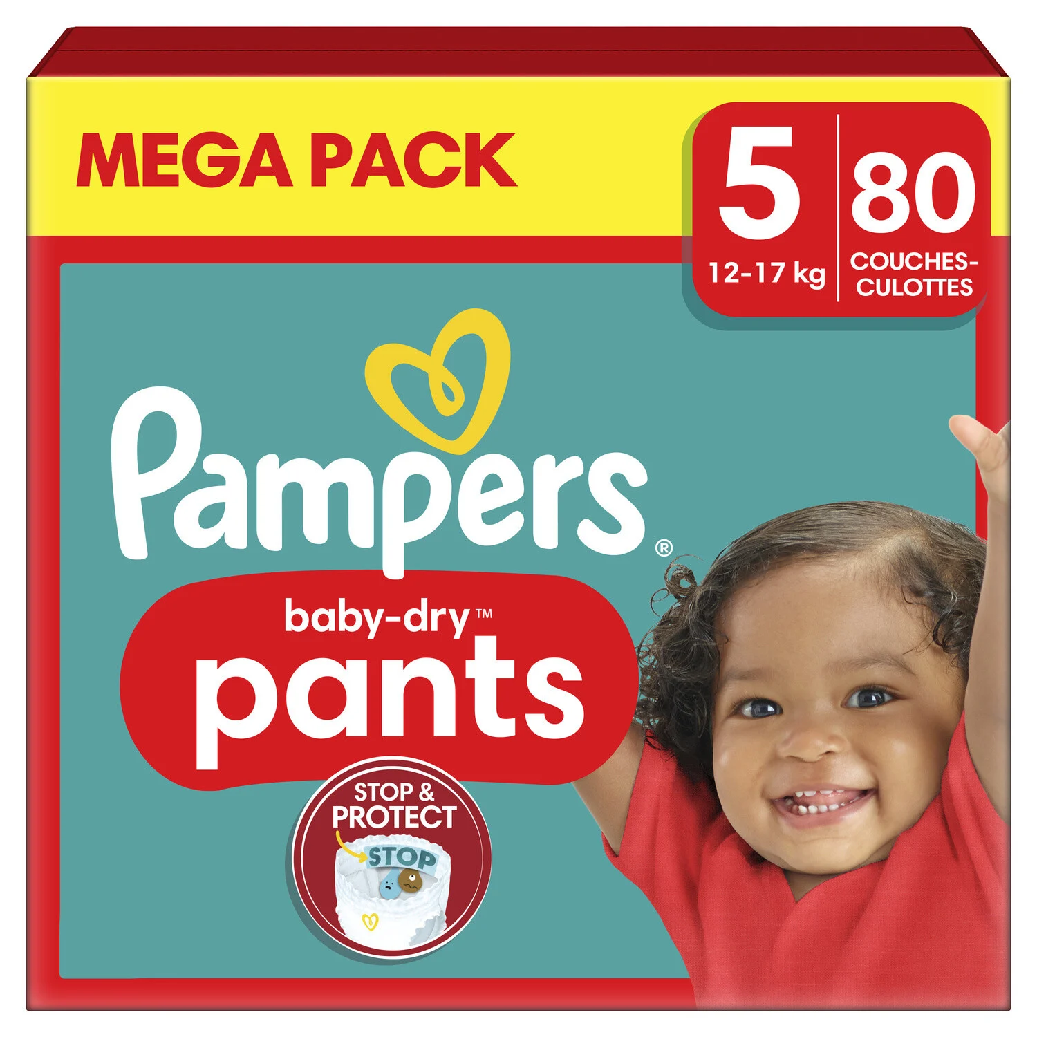 Couches-Culottes Pampers Baby-Dry Pants Taille 5, 12-17 kg, Mega Pack 80  couches   - Shopping et Courses en ligne, livrés à domicile ou  au bureau, 7j/7 à la Réunion