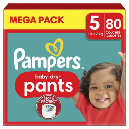Picture of Couches-Culottes Pampers Baby-Dry Pants Taille 5, 12-17 kg, Mega Pack 80 couches
