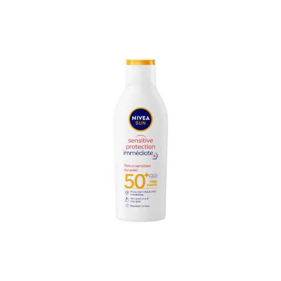 Image de Lait solaire Sensitive Protection immédiate FPS50+ Nivea Sun, 200ml