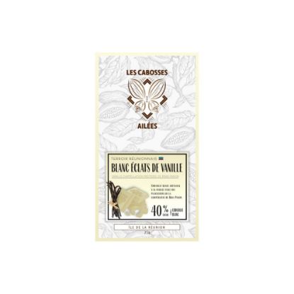 Image de Tablette de Chocolat blanc aux éclats de Vanille de la Réunion - Les Cabosses Ailées, 75g