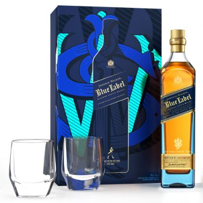 Image de Coffret Whisky Johnnie Walker Blue Label 70cl  + 2 verres en cristal