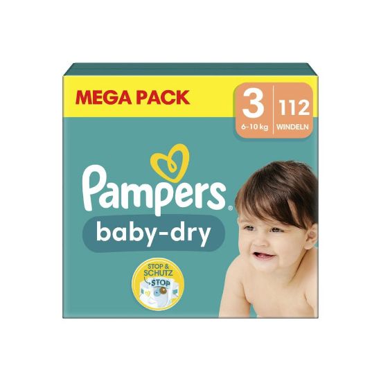 Picture of Couches Bébé Pampers Baby-Dry Taille 3, 6-12 kg, Mega Pack 112 Couches