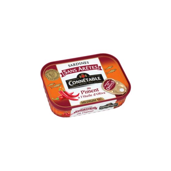 Image de SARDINES SANS ARÊTES au piment à l’huile d’olive vierge extra - Connétable - 140g