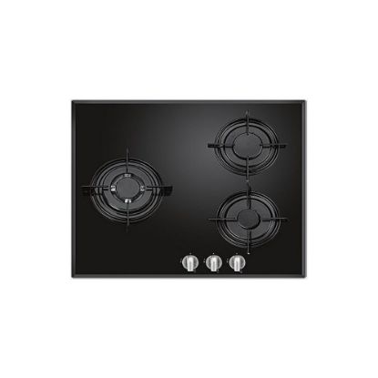 Image de Plaque de cuisson gaz encastrable 3 feux, 6550W - DeRosso NDR-3FGWF-V - verre noir