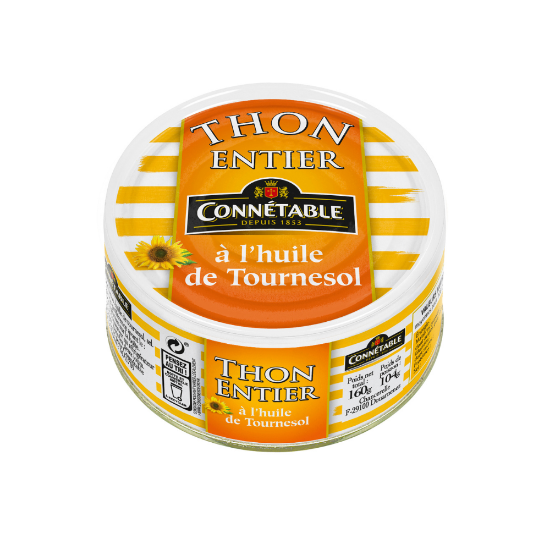 Image de THON ENTIER à l'huile de tournesol - Connétable - 160g